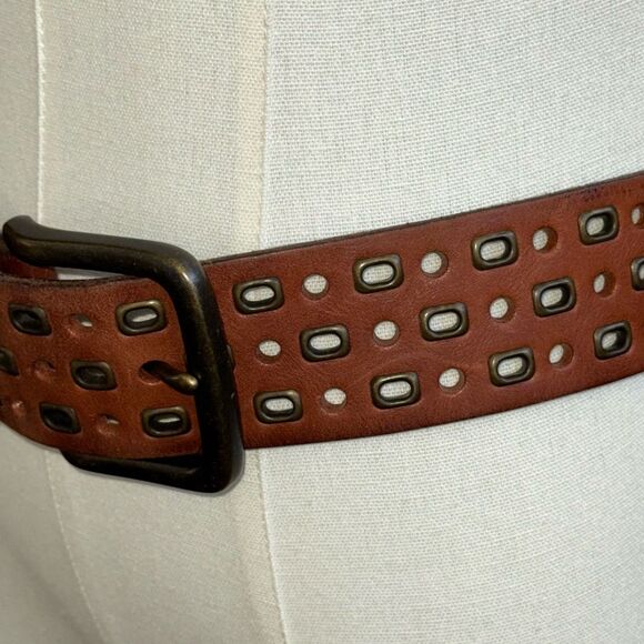 Vintage Ralph Lauren Leather brass grommet belt sz M EUC - Picture 4 of 12